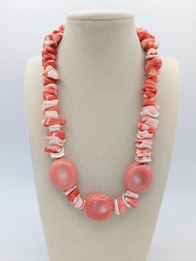 Japanese Marbled Coral Statement Necklace